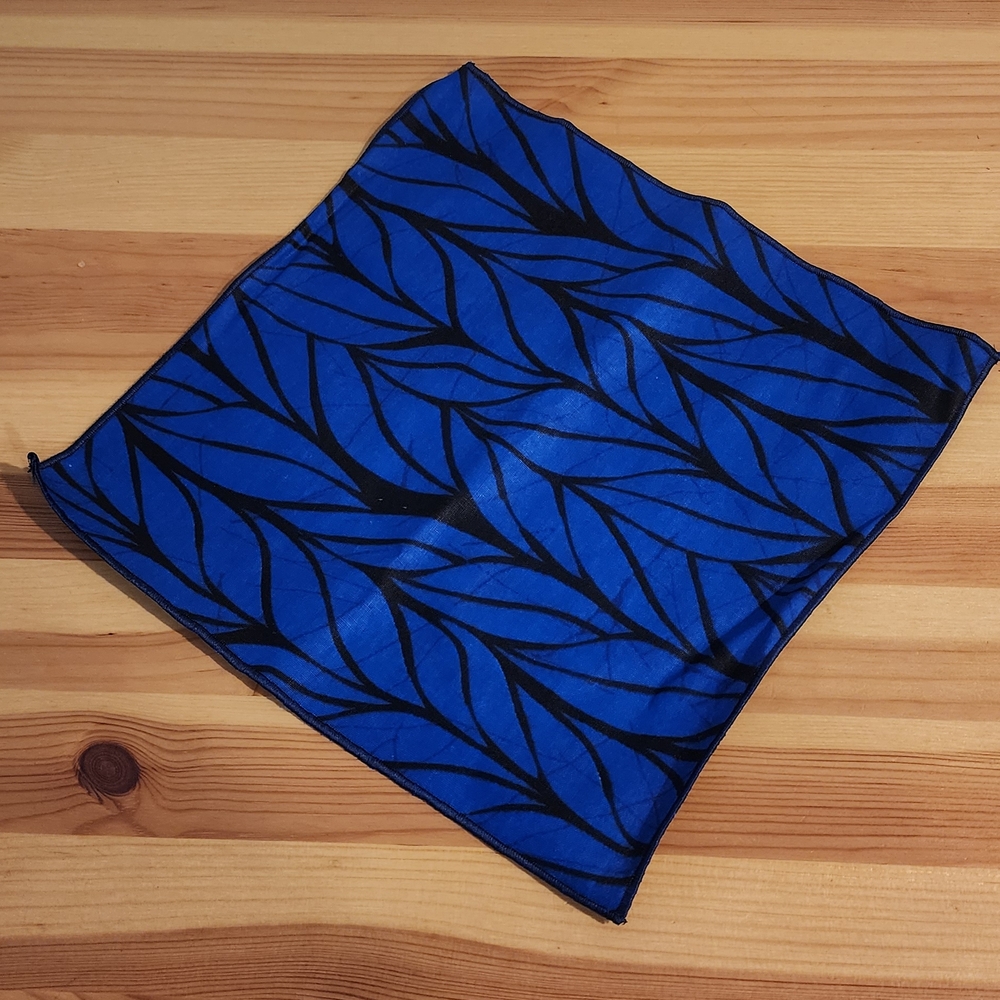 MUST GO!! Ankara African Blue and Black Patterned Scarf Pocket Square